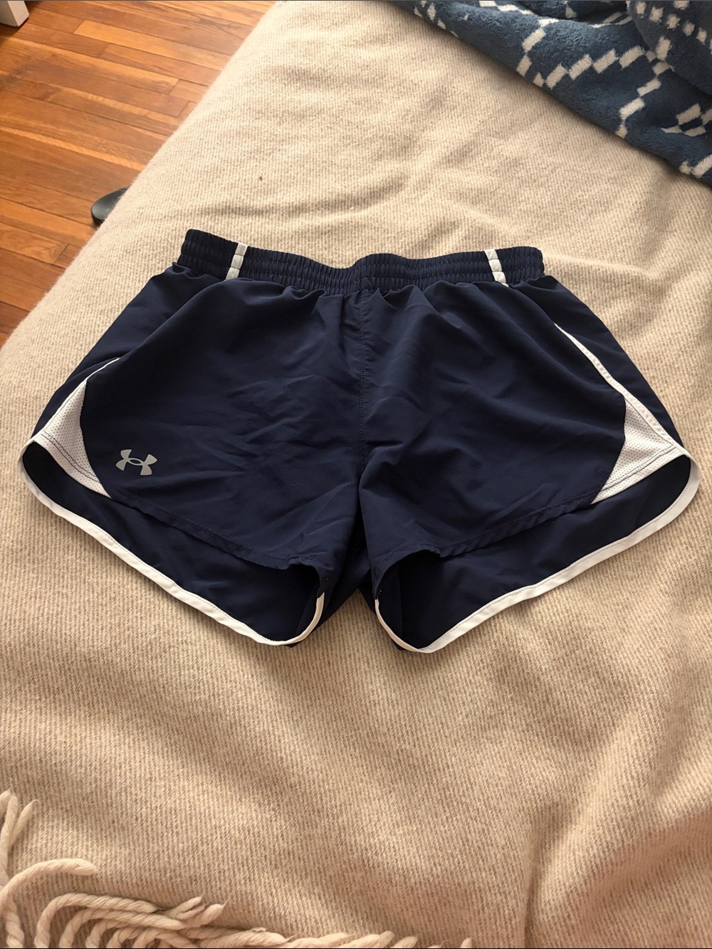 Under Armour Navy and White Athletic Shorts Women’s Size Small